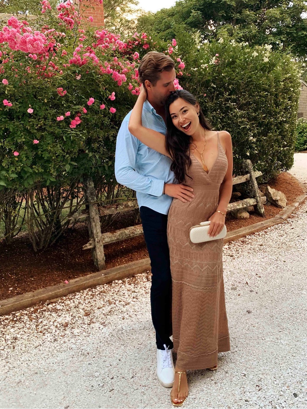 Missoni V-Neck Knit Maxi Dress in Warm Gold